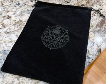 Bag of Holding Dice Bag | Laser Engraved Velvet Pouch, RPG Storage