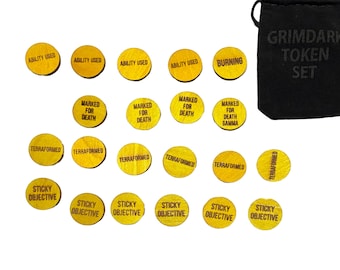 Warhammer 40K Token Set | Battle Shocked, Sticky Objective, Hunter Killer, Terraformed | 12x Wooden Game Tokens