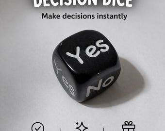 Yes No Decision Dice – 20mm Black Acrylic Engraved Desk Toy