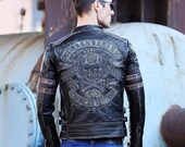 Mens Skull Genuine Leather Jackets, Men 39 s Biker jacket Coat, Homme Fitness XS-5X