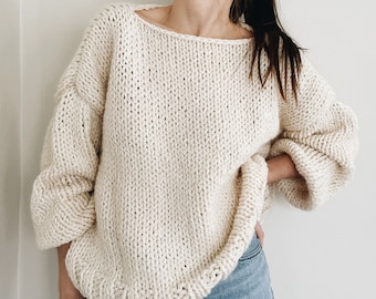 Knitting Pattern | The Sunday | modern oversized chunky knit pullover sweater jumper easy knitting pattern