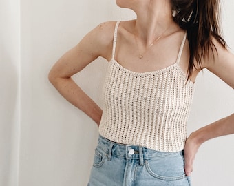 Crochet Pattern | The Audrey | modern cropped ribbed sleeveless knit pullover camisole tank top spring summer easy crochet pattern