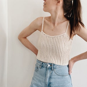 Crochet Pattern | The Audrey | modern cropped ribbed sleeveless knit pullover camisole tank top spring summer easy crochet pattern