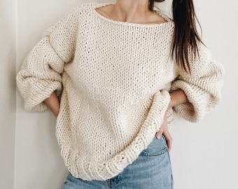 Knitting Pattern | The Sunday | modern oversized chunky knit pullover sweater jumper easy knitting pattern