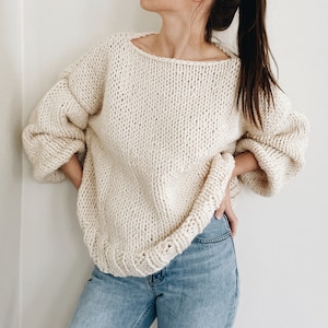 Knitting Pattern The Sunday modern oversized chunky knit pullover sweater jumper easy knitting pattern image 1