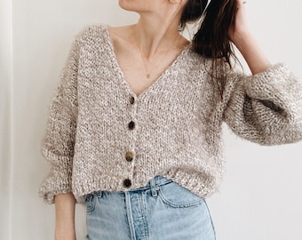 Knitting Pattern | The Adelia | modern v neck cropped cardigan sweater jumper easy knitting pattern