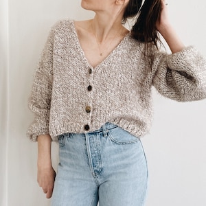 Knitting Pattern | The Adelia | modern v neck cropped cardigan sweater jumper easy knitting pattern