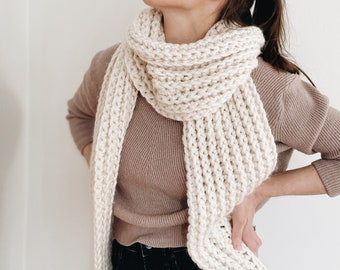 Crochet Pattern | The Graham | chunky long oversized ribbed scarf easy crochet pattern