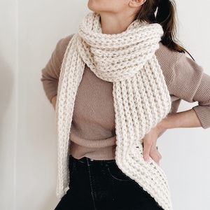 Crochet Pattern | The Graham | chunky long oversized ribbed scarf easy crochet pattern