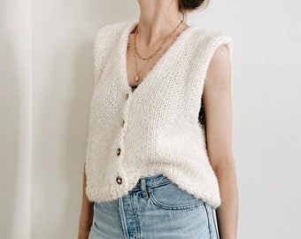 Modèle de tricot | Le Beverly | Pull oversize moderne en tricot sans manches à col en V et gilet sans manches, modèle de tricot facile