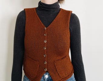 Knitting Pattern | The Meredith | lightweight cropped sleeveless v neck knit sweater vest slipover top jumper easy knitting pattern