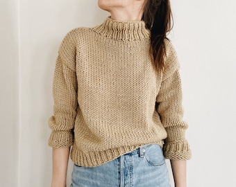 Knitting Pattern | The Riley | classic timeless turtleneck roll neck chunky knit pullover sweater jumper easy knitting pattern