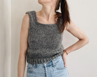 Knitting Pattern | The Laurel | classic square neck sleeveless knit pullover vest tank top slipover easy knitting pattern
