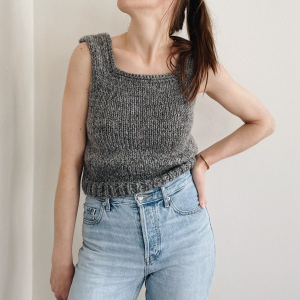 Knitting Pattern | The Laurel | classic square neck sleeveless knit pullover vest tank top slipover easy knitting pattern