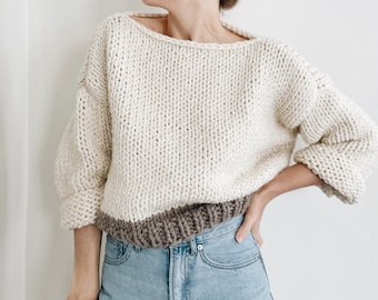 Knitting Pattern | The Madi | modern cropped chunky knit pullover sweater jumper easy knitting pattern