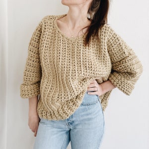 Crochet Pattern | The Sable | modern cropped oversized chunky ribbed knit pullover sweater jumper top easy crochet pattern