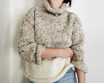 Knitting Pattern | The Knolls | modern chunky roll neck knit pullover sweater jumper easy knitting pattern