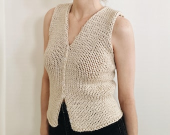 Knitting Pattern | The Margot | sleeveless v neck knit sweater vest slipover top jumper easy knitting pattern