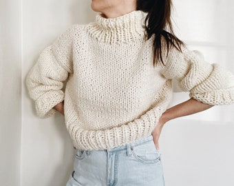 Knitting Pattern | The Charlie | modern chunky turtleneck roll neck knit pullover sweater jumper easy knitting pattern