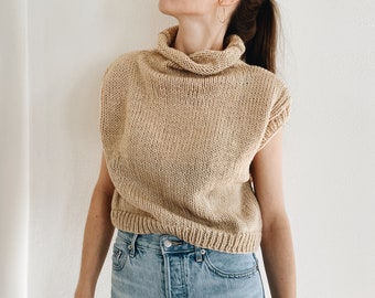 Knitting Pattern | The Matilda | lightweight classic sleeveless roll neck knit sweater vest slipover top jumper easy knitting pattern