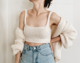 Knitting Pattern | The Claire | modern cropped sleeveless sweater knit pullover tank top spring summer easy knitting pattern