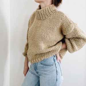 Knitting Pattern | The Devon | modern chunky oversized turtleneck knit pullover sweater jumper easy knitting pattern