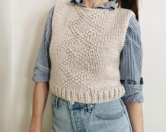 Knitting Pattern | The Caroline | classic sleeveless boat neck knit sweater vest slipover top jumper easy knitting pattern
