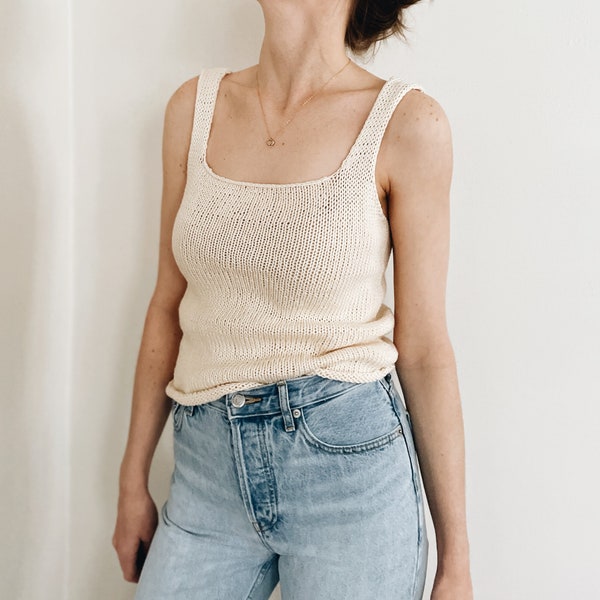 Modèle de tricot | La Paige | Pull classique sans manches en tricot débardeur printemps été modèle de tricot facile