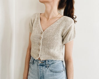トップス archive button design v neck knit Knitting Pattern | the Lillian | Lightweight Button up