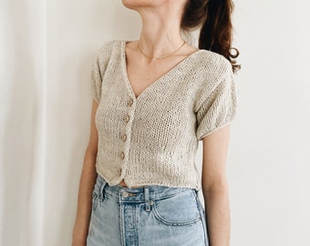 Knitting Pattern | The Alice | lightweight button up cropped v neck short sleeve knit cardigan sweater top jumper easy knitting pattern