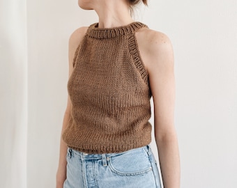 Strickmuster | Die Harper | klassischer ärmelloser Strickpullover Tank Top Frühling Sommer einfache Strickanleitung