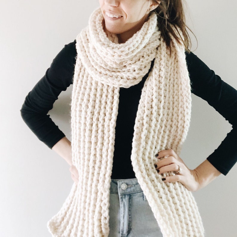 Crochet Pattern The Graham chunky long oversized ribbed scarf easy crochet pattern image 4