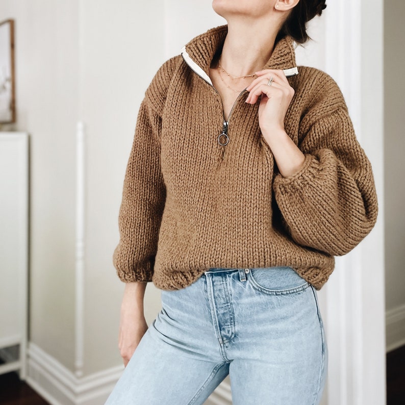 Knitting Pattern The Dayton chunky classic half zip turtleneck knit pullover sweater jumper easy knitting pattern image 7