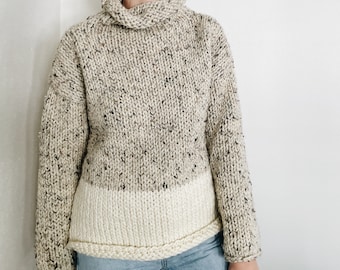 Patrón de tejido / The Knolls / Suéter de cuello alto grueso moderno, patrón de tejido fácil