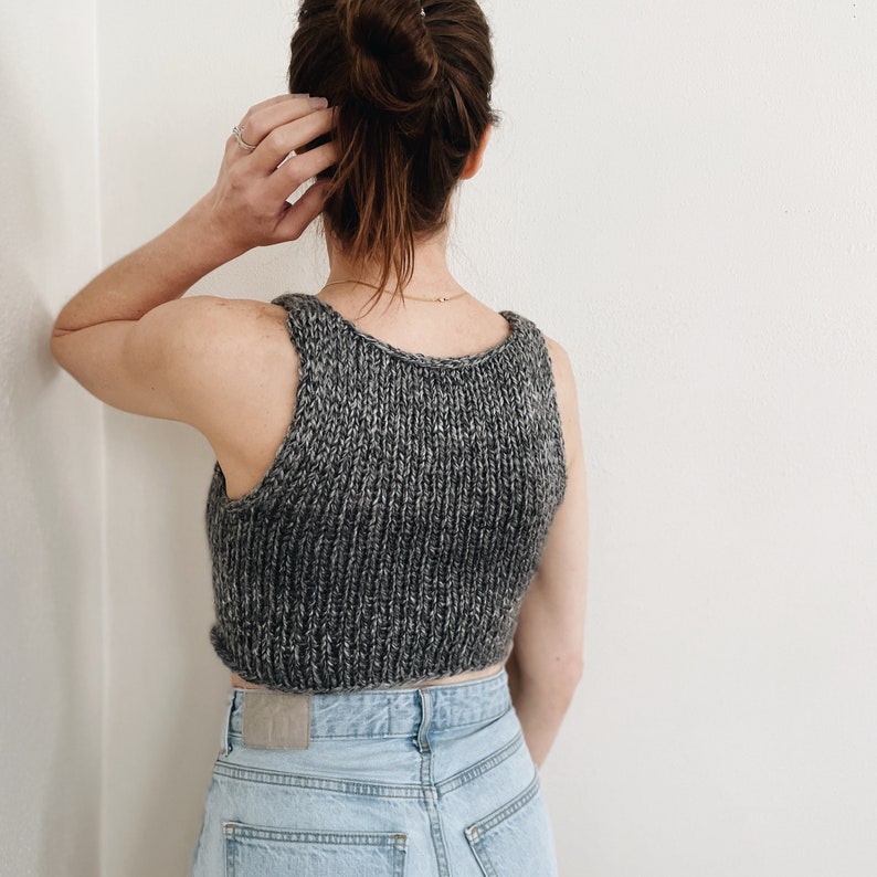 Knitting Pattern The Claire modern cropped sleeveless sweater knit pullover tank top spring summer easy knitting pattern image 8