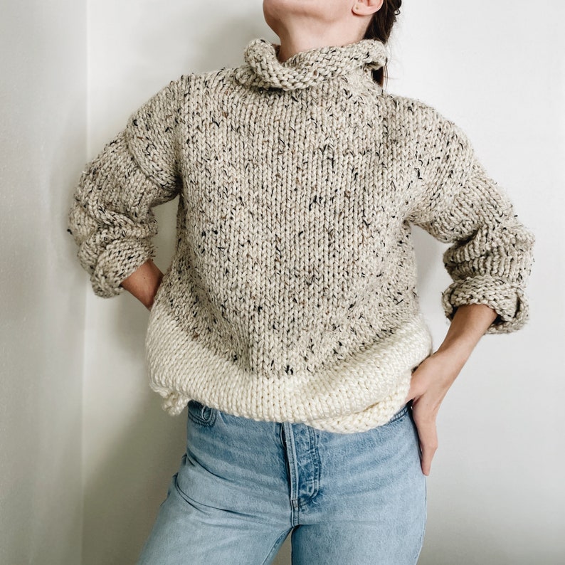 Knitting Pattern The Knolls modern chunky roll neck knit pullover sweater jumper easy knitting pattern image 5