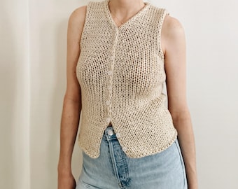 Knitting Pattern | The Margot | sleeveless v neck knit sweater vest slipover top jumper easy knitting pattern