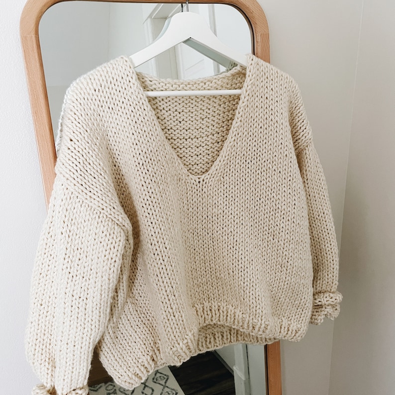 Knitting Pattern the Carrie Modern Chunky Oversized V Neck | Etsy