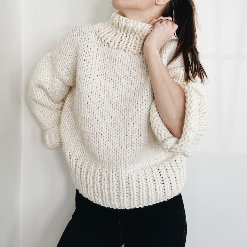 Knitting Pattern The Charlie modern chunky turtleneck roll neck knit pullover sweater jumper easy knitting pattern image 8