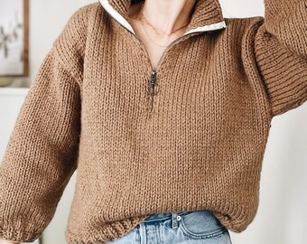 Knitting Pattern | the Dayton | Chunky Classic Half Zip Knitting Pattern | the Dayton | Chunky Classic Half Zip