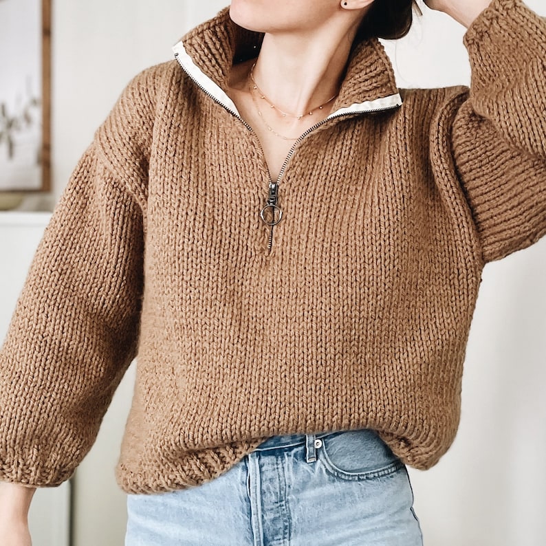 Knitting Pattern The Dayton chunky classic half zip turtleneck knit pullover sweater jumper easy knitting pattern image 8