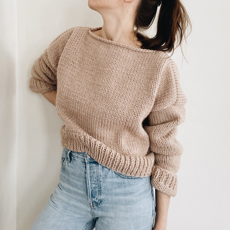 Knitting Pattern The Aurie modern chunky oversized knit pullover sweater jumper easy knitting pattern image 3