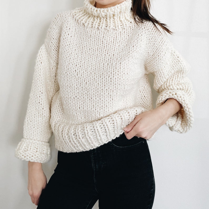 Knitting Pattern The Charlie modern chunky turtleneck roll neck knit pullover sweater jumper easy knitting pattern image 7