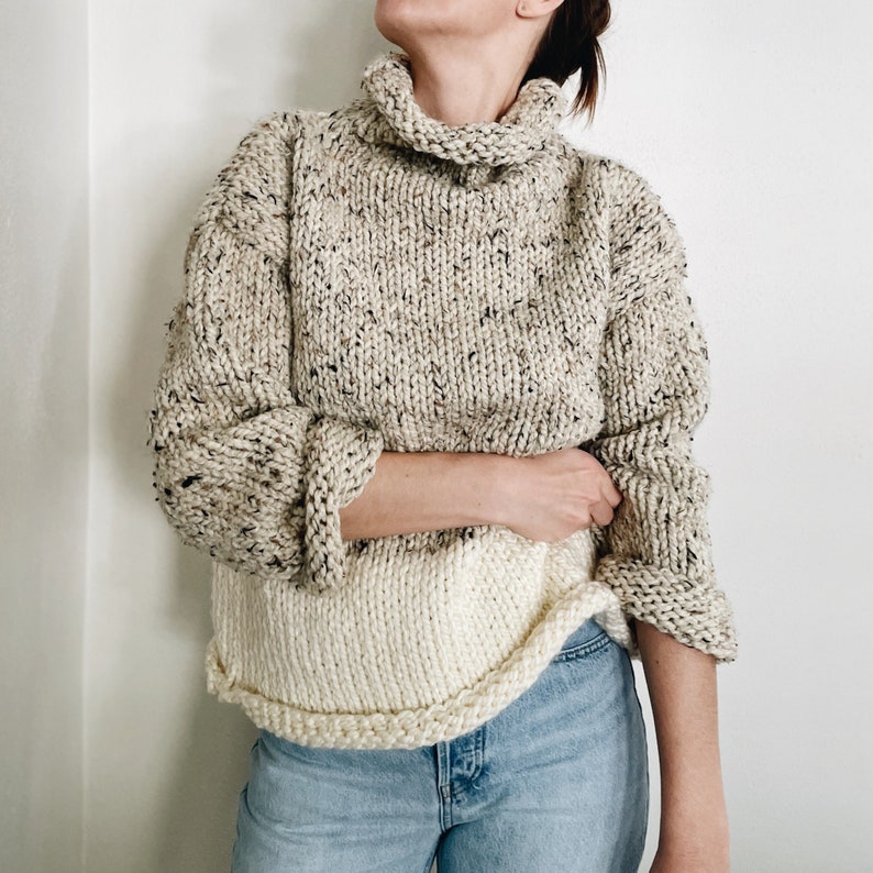 Knitting Pattern The Knolls modern chunky roll neck knit pullover sweater jumper easy knitting pattern image 1