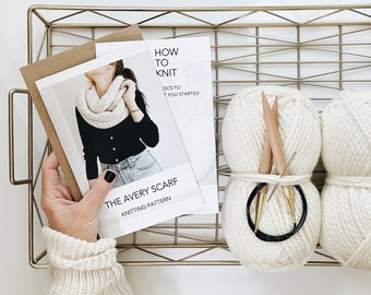 DIY Knitting Kit | The Avery | modern minimalist chunky infinity scarf easy beginner knitting kit