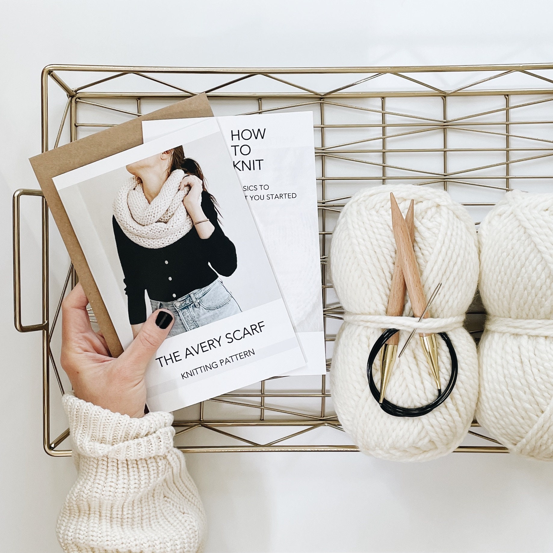 BEGINNERS KNITTING KIT, Beginners Simple Quick Knitting Pattern, Chunky Knit  Headband Diy, Easy Knitting Project Kit, Complete Knit Kit 