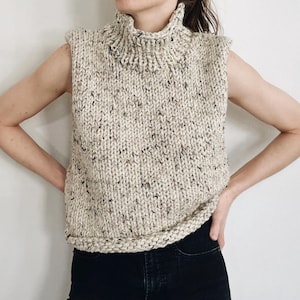 Modèle de tricot | Le Delanie | Chunky col roulé classique sans manches en tricot gilet sans manches modèle de tricot facile