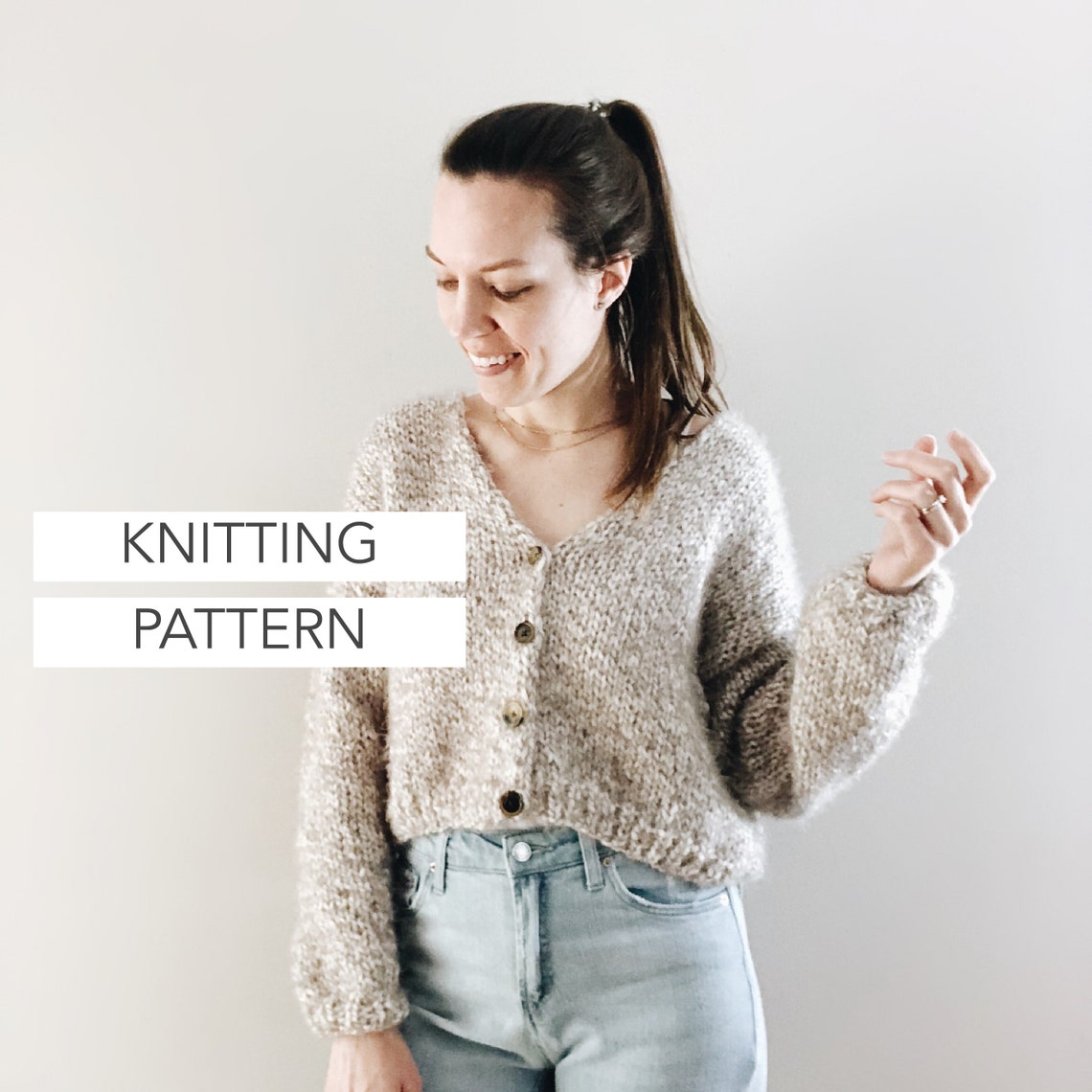 Knitting Pattern The Adelia modern v neck cropped cardigan | Etsy