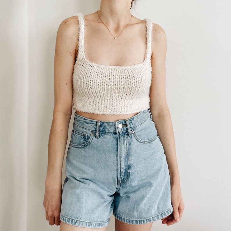 Knitting Pattern The Claire modern cropped sleeveless sweater knit pullover tank top spring summer easy knitting pattern image 6