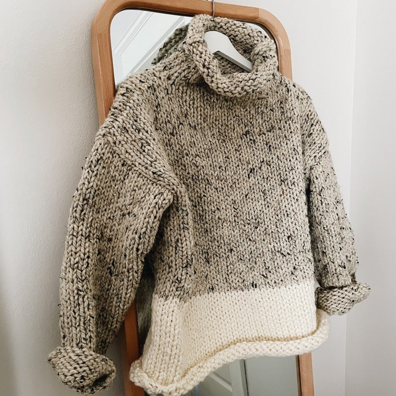 Modèle de tricot Les collines Pull-over moderne en grosses mailles à col roulé, modèle facile à tricoter image 9